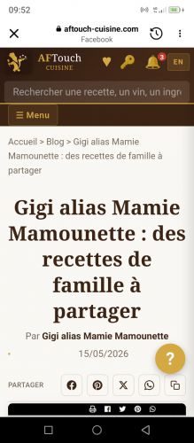 Mon blog est répertorié sur le site  Aftouch cuisine 
